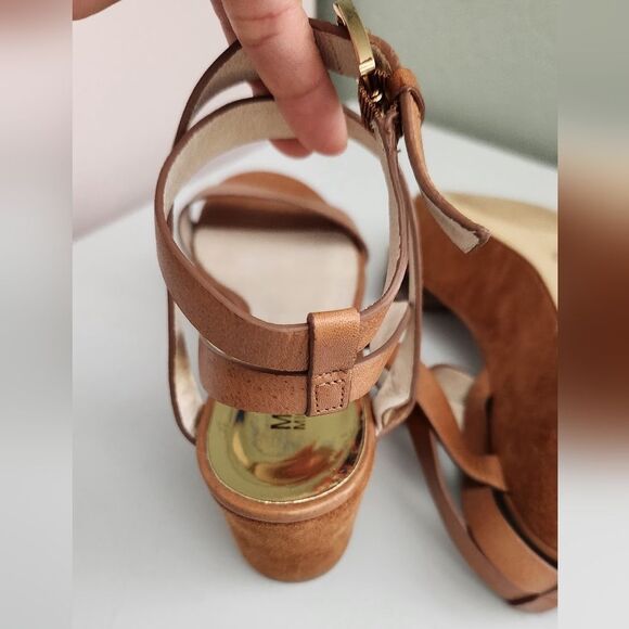 Michael Kors Women's Brown Leather Wedge Sandals 6.5 - Picture 7 of 7
